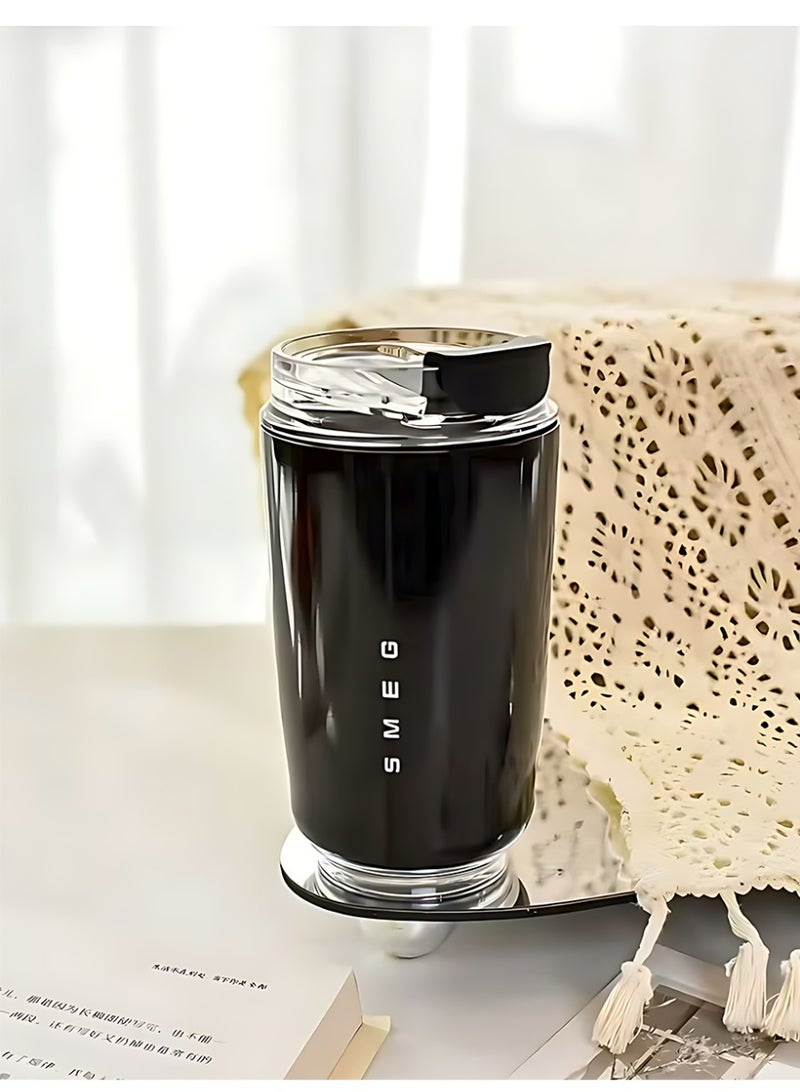 Smeg Travel Coffee Mug, Insulated Beverage Cup with Leakproof Lid, Long-Lasting Coffee Tumbler with Lid, Travel Coffee Thermos (Black) - Image 3